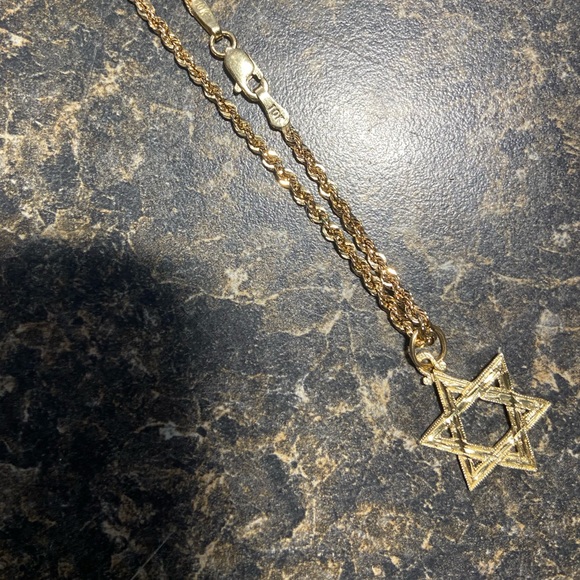 REAL 2mm 10k ROPE GOLD CHAIN 20 INCHES & AND REAL 14k STAR OF DAVID ✡️ STAMPED - Picture 12 of 16